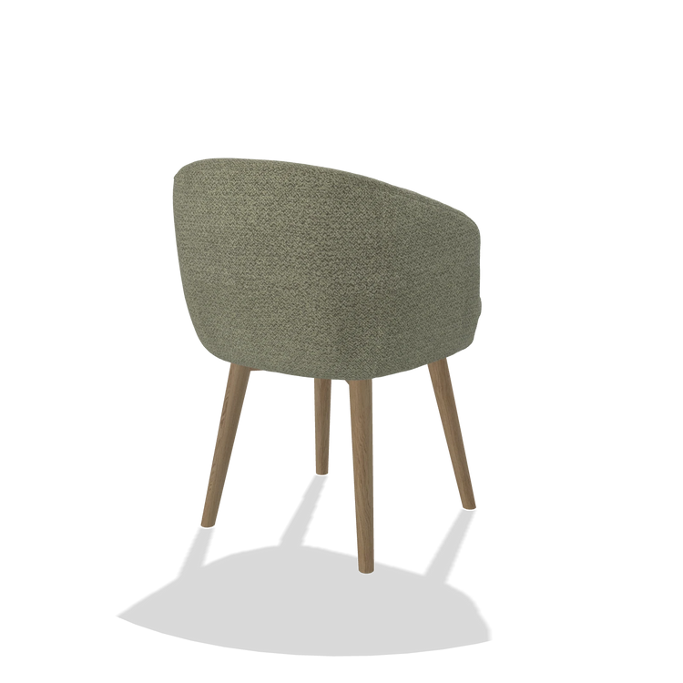 Dining Chair Gaston 6693 in Rhythm 206 fabric (taupe), natural legs, back angled view