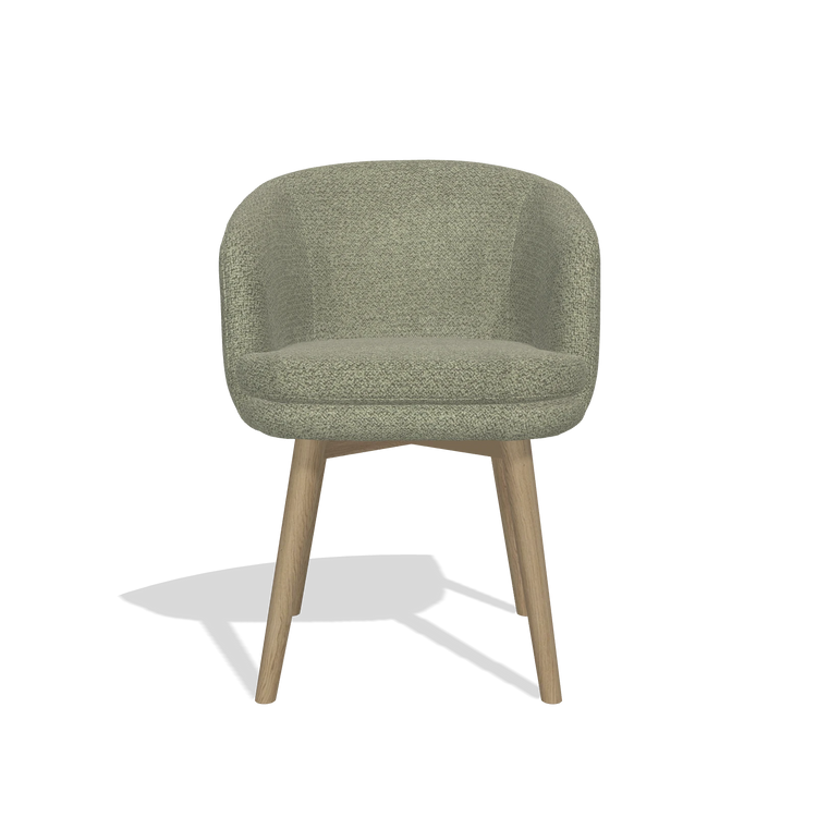 Dining Chair Gaston 6693 in Rhythm 206 fabric (taupe), natural legs, front view