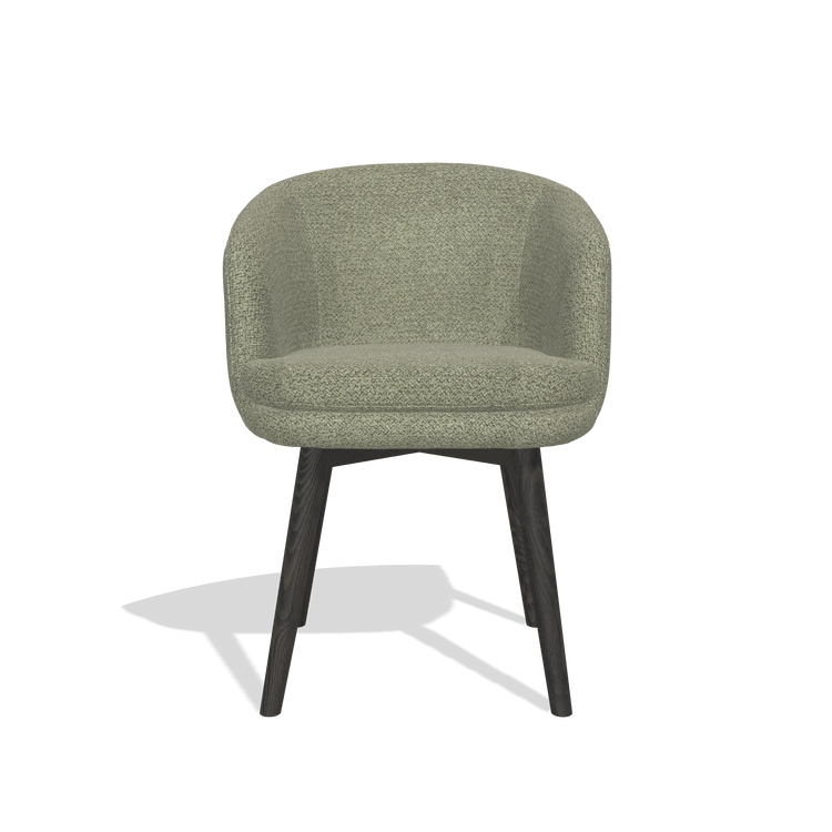 Dining Chair Gaston 6693 in Rhythm 206 fabric (taupe), tobacco legs, front view