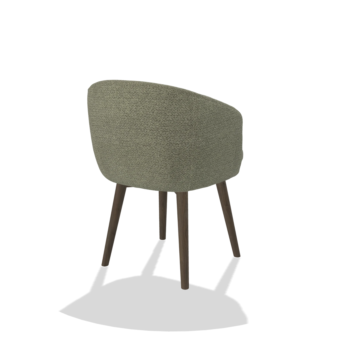Dining Chair Gaston 6693 in Rhythm 206 fabric (taupe), walnut legs, back angled view
