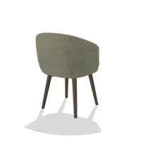Dining Chair Gaston 6693 in Rhythm 206 fabric (taupe), walnut legs, back angled view