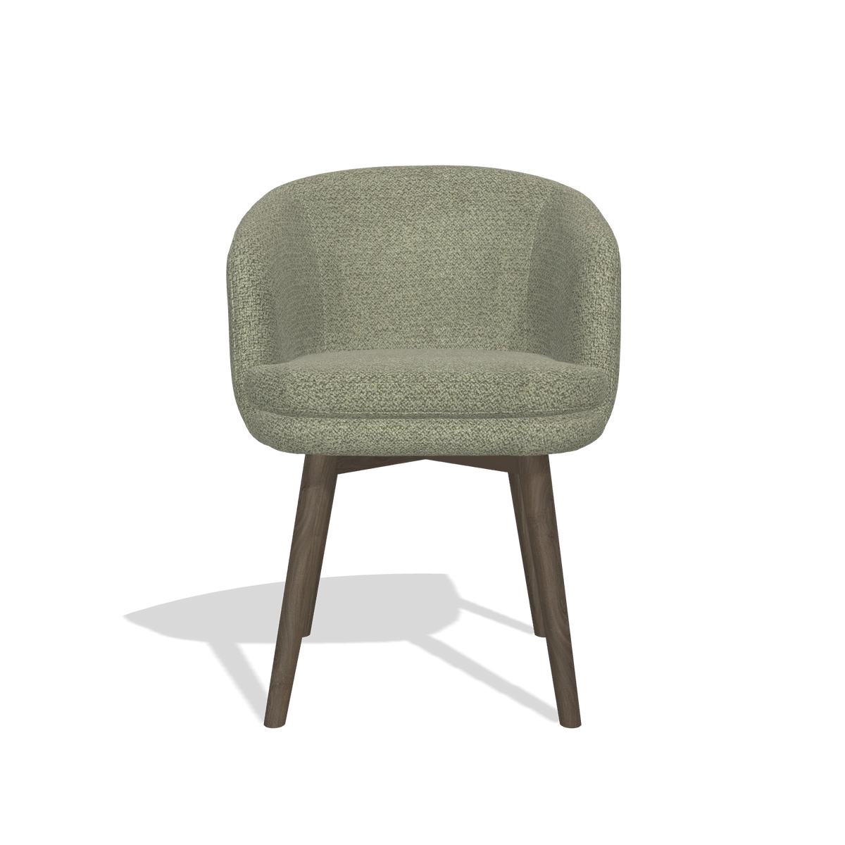 Dining Chair Gaston 6693 in Rhythm 206 fabric (taupe), walnut legs, front view