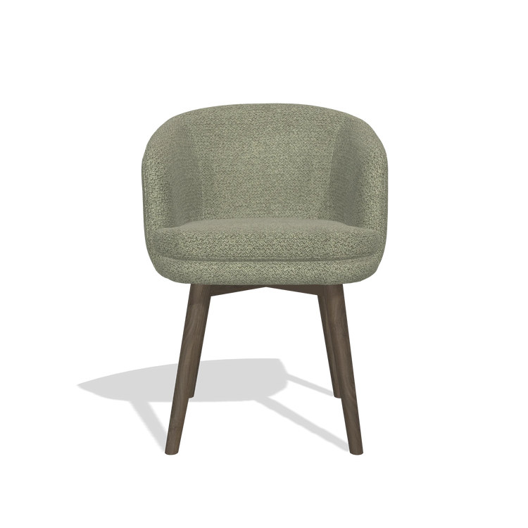 Dining Chair Gaston 6693 in Rhythm 206 fabric (taupe), walnut legs, front view