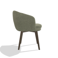 Dining Chair Gaston 6693 in Rhythm 206 fabric (taupe), walnut legs, side view
