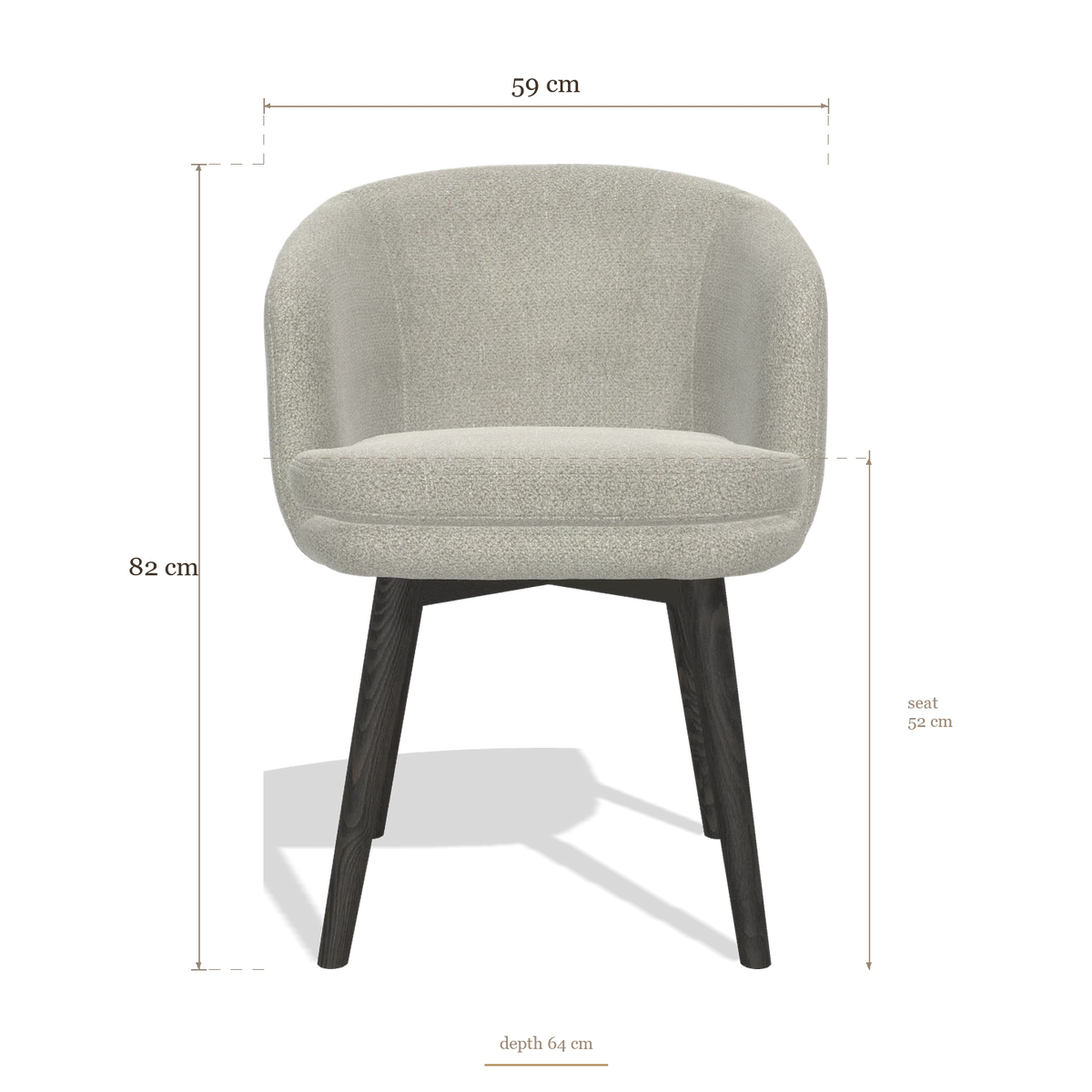 Sedia da pranzo Gaston 6693, dimensioni 59 x 64 x 82 cm