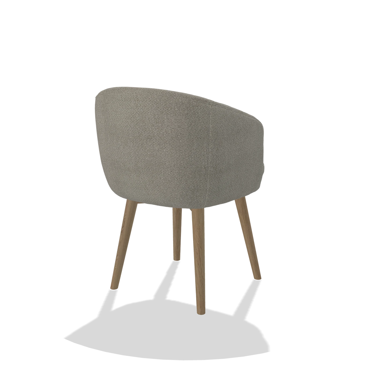 Sedia da pranzo Gaston 6693 in tessuto Rhythm 84 (grigio), gambe in naturale, vista posteriore angolata