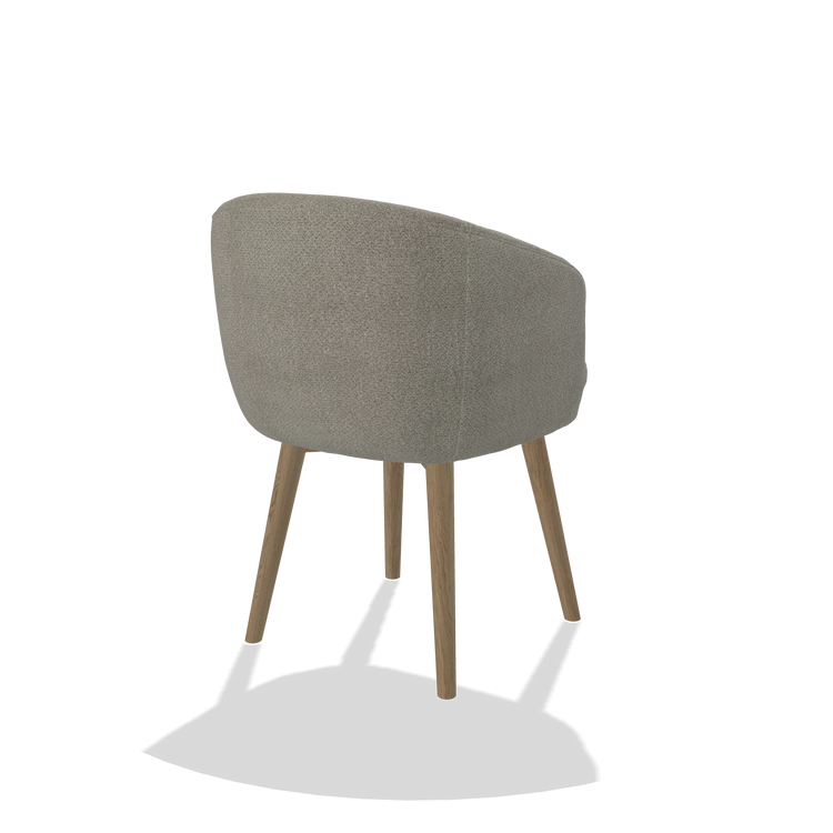 Sedia da pranzo Gaston 6693 in tessuto Rhythm 84 (grigio), gambe in naturale, vista posteriore angolata