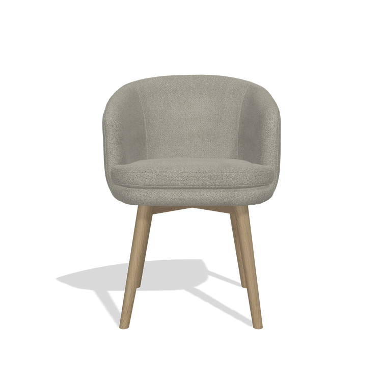 Sedia da pranzo Gaston 6693 in tessuto Rhythm 84 (grigio), gambe in naturale, vista frontale