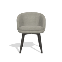 Sedia da pranzo Gaston 6693 in tessuto Rhythm 84 (grigio), gambe in tabacco, vista frontale