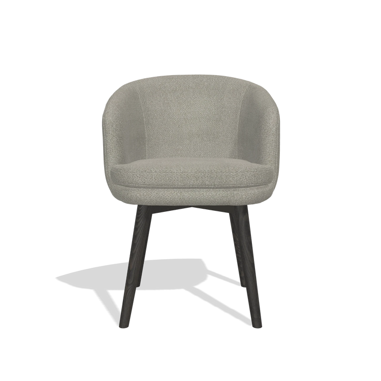 Sedia da pranzo Gaston 6693 in tessuto Rhythm 84 (grigio), gambe in tabacco, vista frontale