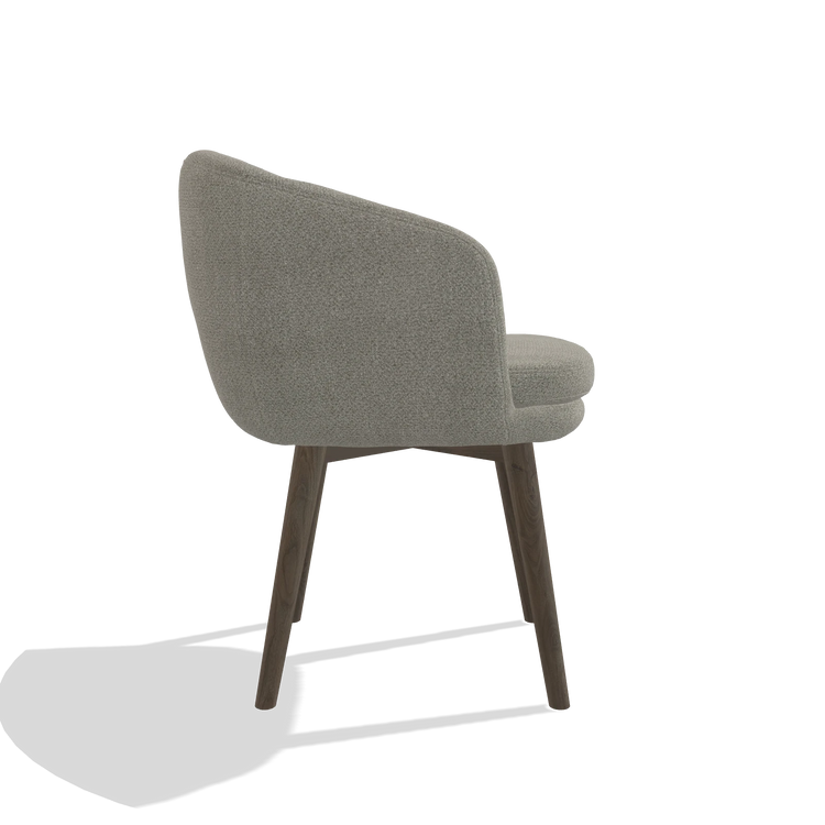 Sedia da pranzo Gaston 6693 in tessuto Rhythm 84 (grigio), gambe in noce, vista laterale