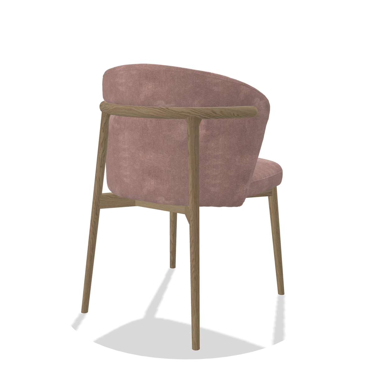 Dining Chair Harmony 6636 in Adore 200 fabric (taupe), natural legs, back angled view