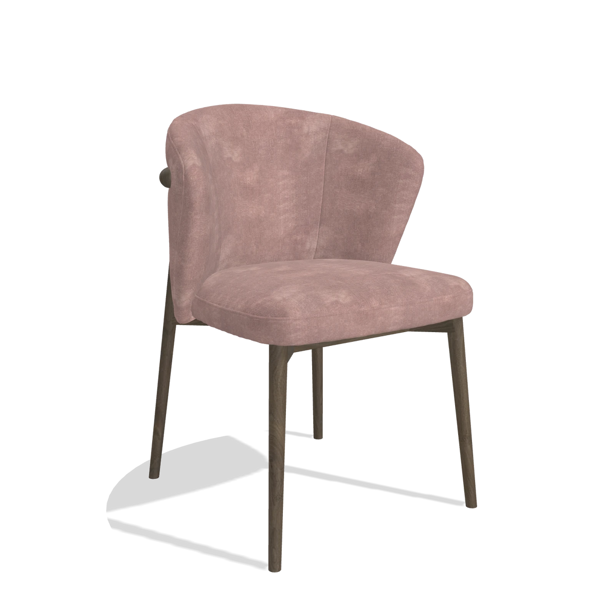 Dining Chair Harmony 6636 in Adore 200 fabric (taupe), walnut legs, angled view