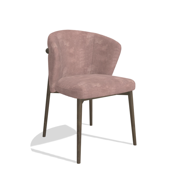 Dining Chair Harmony 6636 in Adore 200 fabric (taupe), walnut legs, angled view