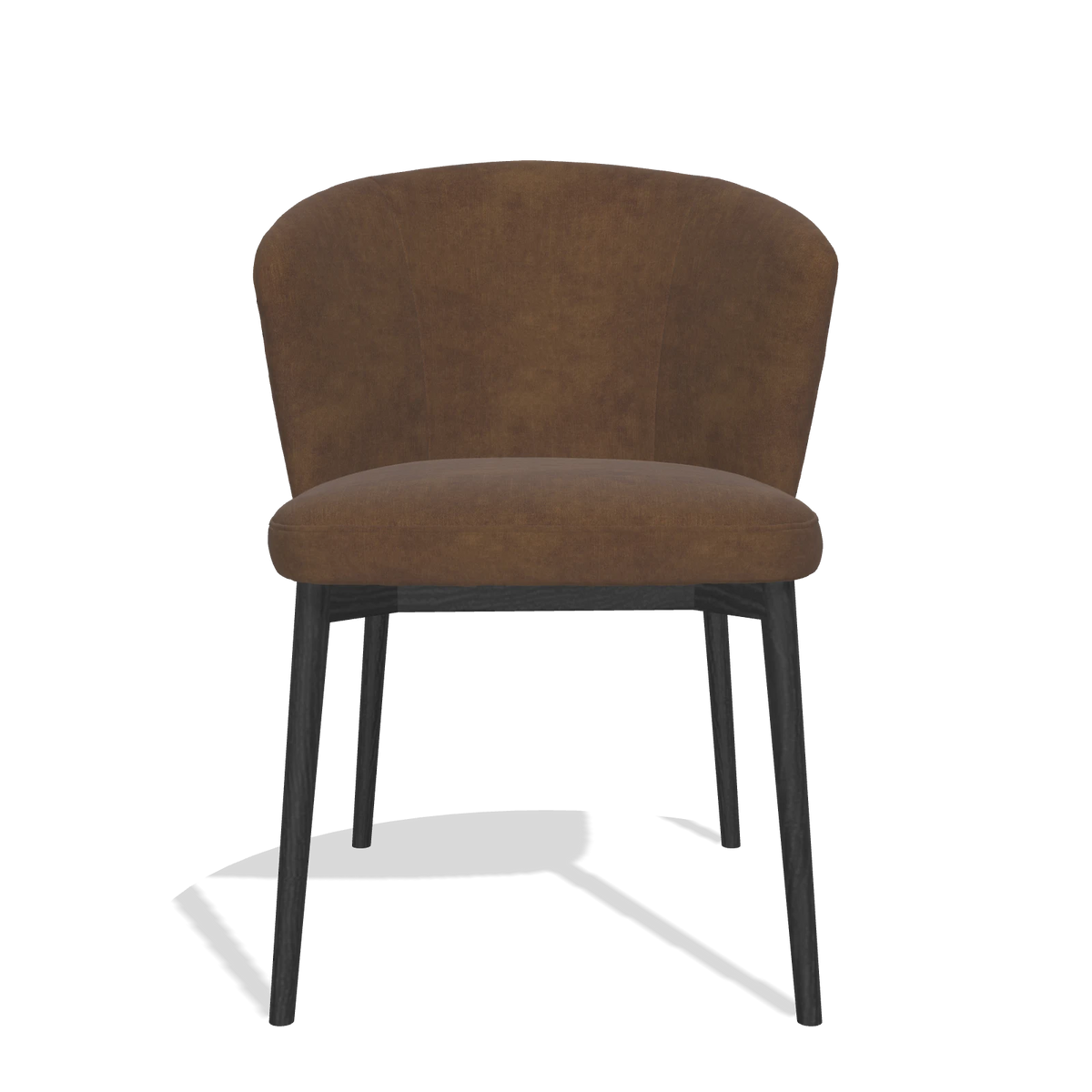 Dining Chair Harmony 6636 in Adore 28 fabric (chocolate), black legs, front view