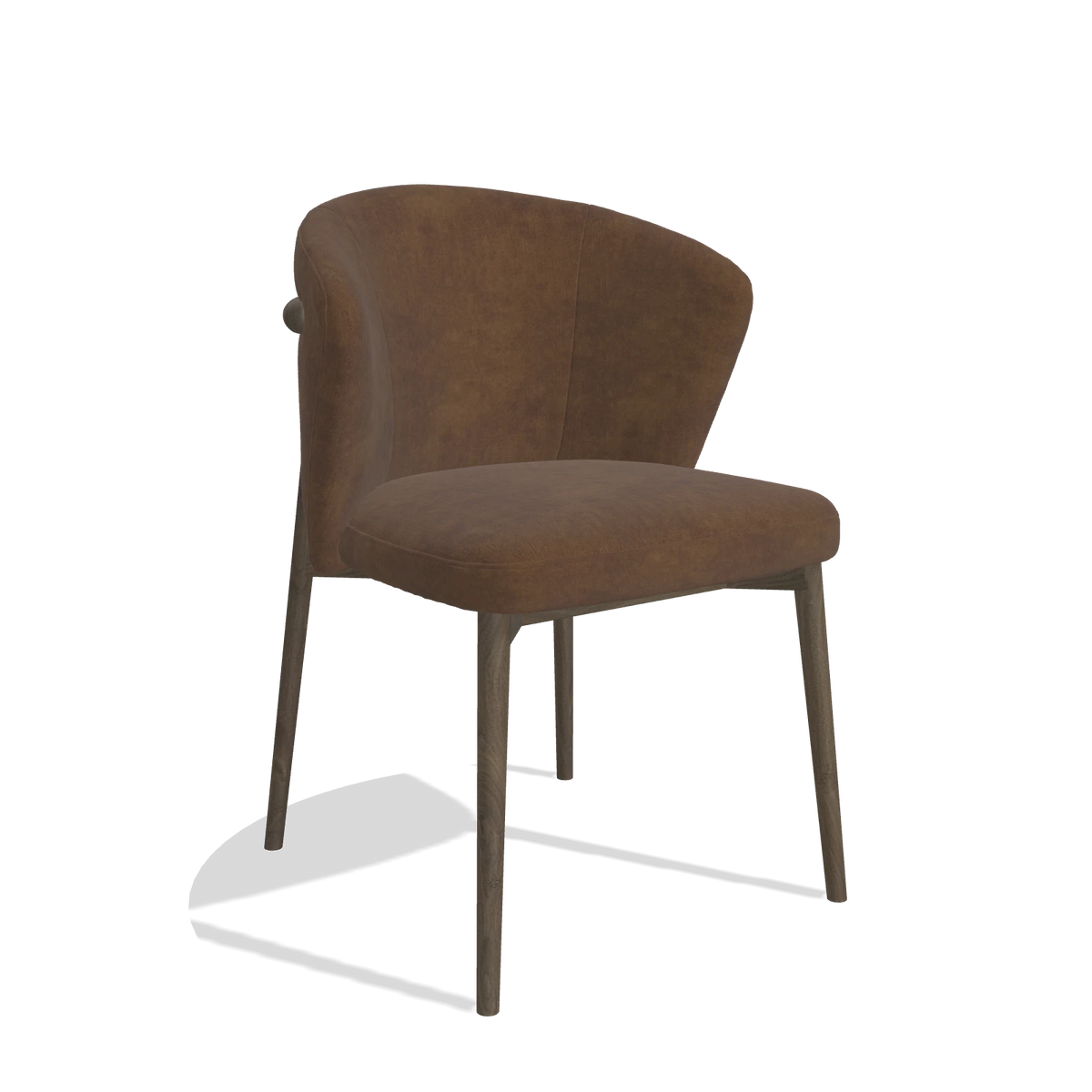 Dining Chair Harmony 6636 in Adore 28 fabric (chocolate), walnut legs, angled view