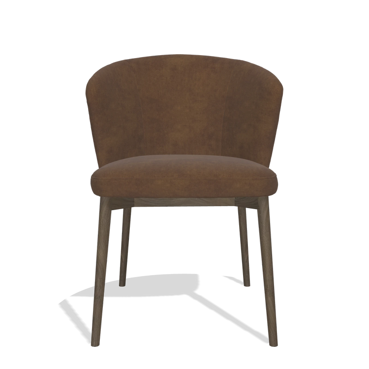 Dining Chair Harmony 6636 in Adore 28 fabric (chocolate), walnut legs, front view