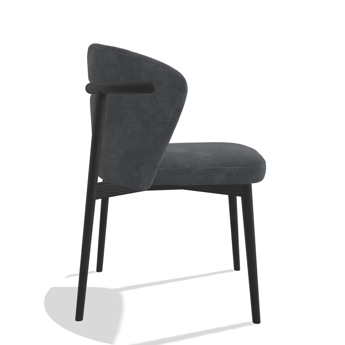 Dining Chair Harmony 6636 in Adore 56 fabric (anthracite), black legs, side view