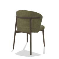 Dining Chair Harmony 6636 in Adore 59 fabric (olive), walnut legs, back angled view