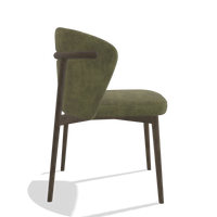 Dining Chair Harmony 6636 in Adore 59 fabric (olive), walnut legs, side view