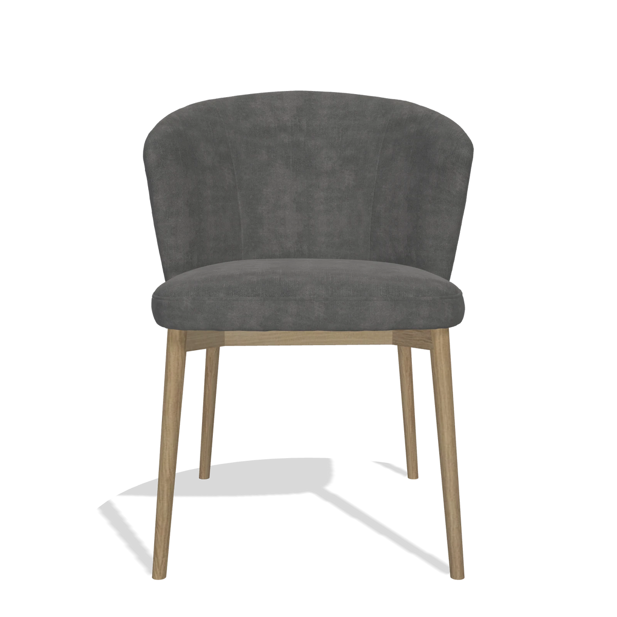 Dining Chair Harmony 6636 in Adore 68 fabric (dark grey), natural legs, front view