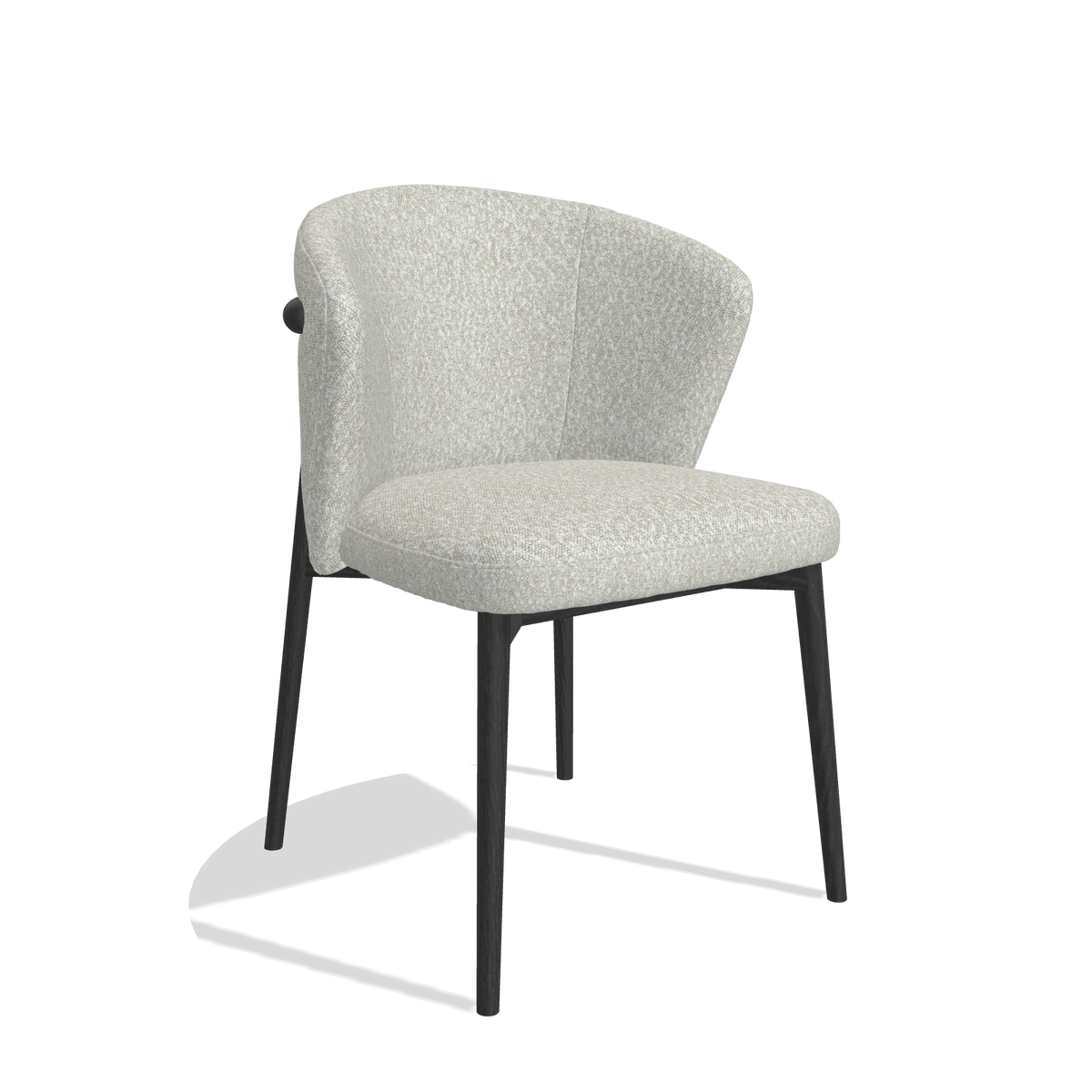 Sedia da pranzo Harmony 6636 in tessuto Ascot Pearl (grigio chiaro), gambe in nero, vista angolata