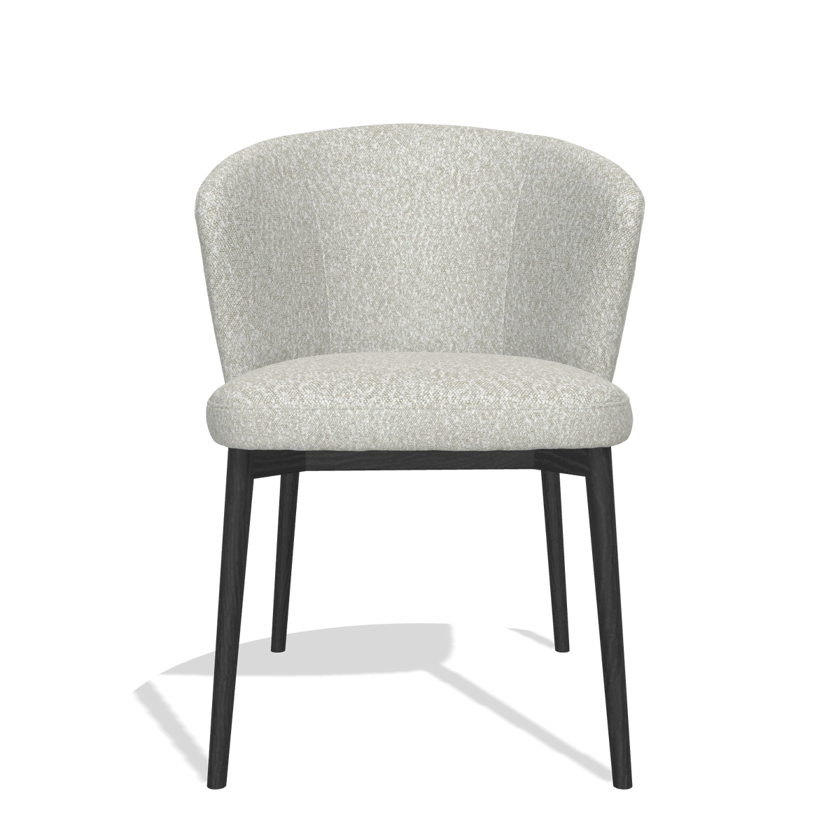 Sedia da pranzo Harmony 6636 in tessuto Ascot Pearl (grigio chiaro), gambe in nero, vista frontale