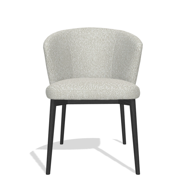 Sedia da pranzo Harmony 6636 in tessuto Ascot Pearl (grigio chiaro), gambe in nero, vista frontale