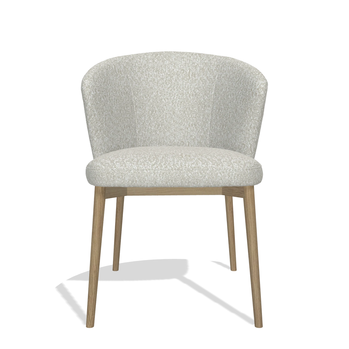 Sedia da pranzo Harmony 6636 in tessuto Ascot Pearl (grigio chiaro), gambe in naturale, vista frontale