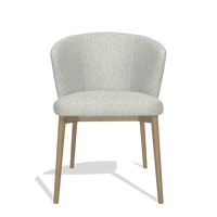 Sedia da pranzo Harmony 6636 in tessuto Ascot Pearl (grigio chiaro), gambe in naturale, vista frontale