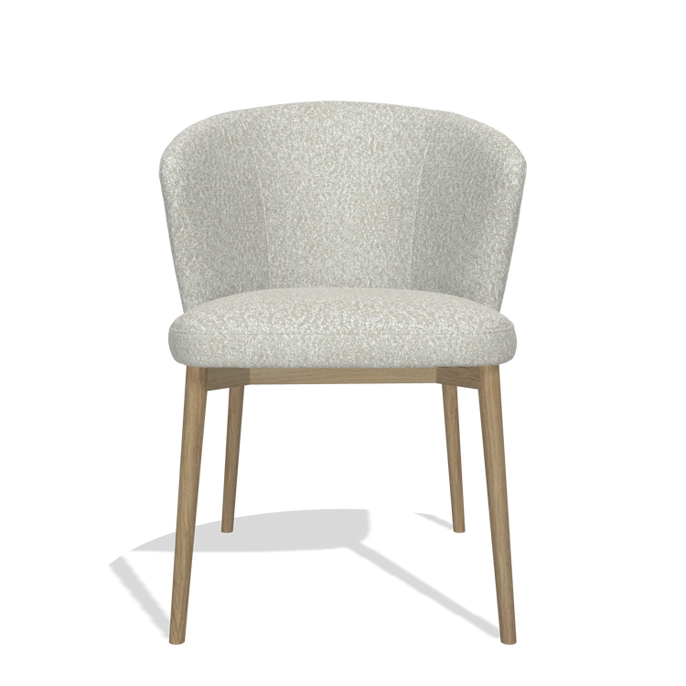 Sedia da pranzo Harmony 6636 in tessuto Ascot Pearl (grigio chiaro), gambe in naturale, vista frontale