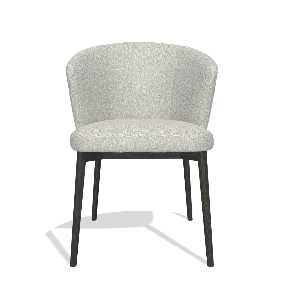 Sedia da pranzo Harmony 6636 in tessuto Ascot Pearl (grigio chiaro), gambe in tabacco, vista frontale