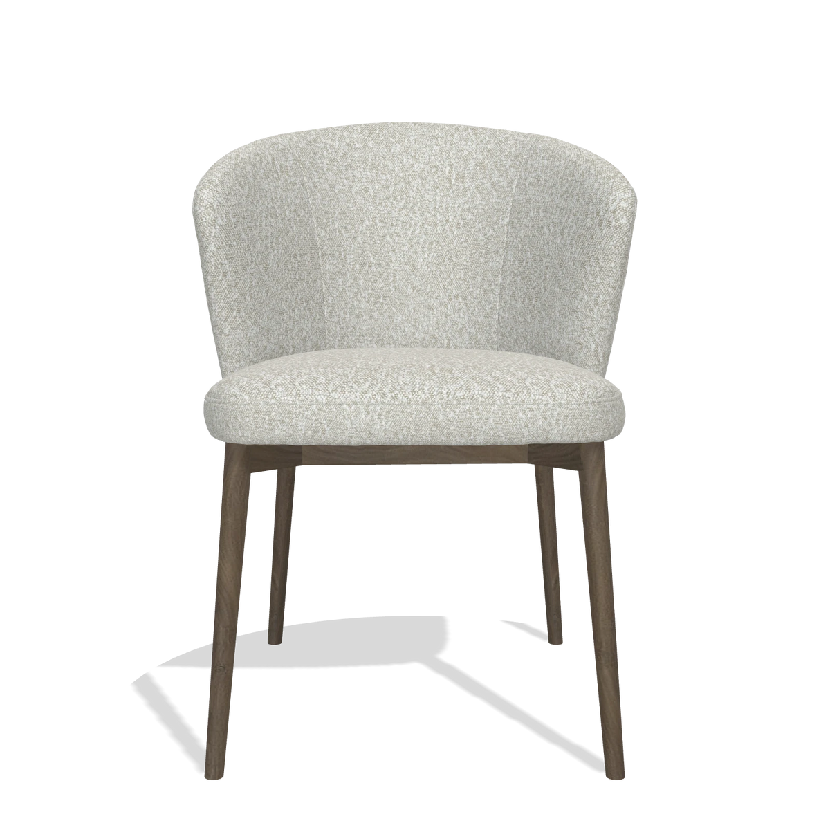 Sedia da pranzo Harmony 6636 in tessuto Ascot Pearl (grigio chiaro), gambe in noce, vista frontale