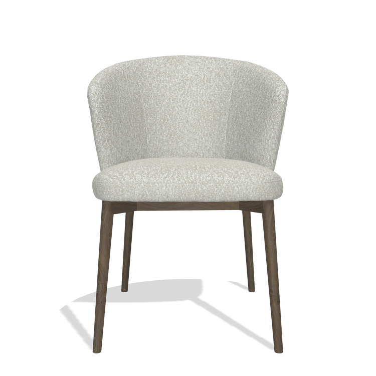 Sedia da pranzo Harmony 6636 in tessuto Ascot Pearl (grigio chiaro), gambe in noce, vista frontale