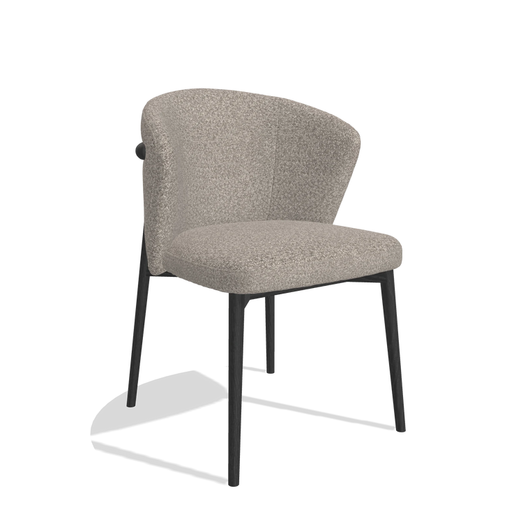 Esszimmerstuhl Harmony 6636 in Stoff Ascot Toffee (Grau), Beine in Schwarz, Schrägansicht