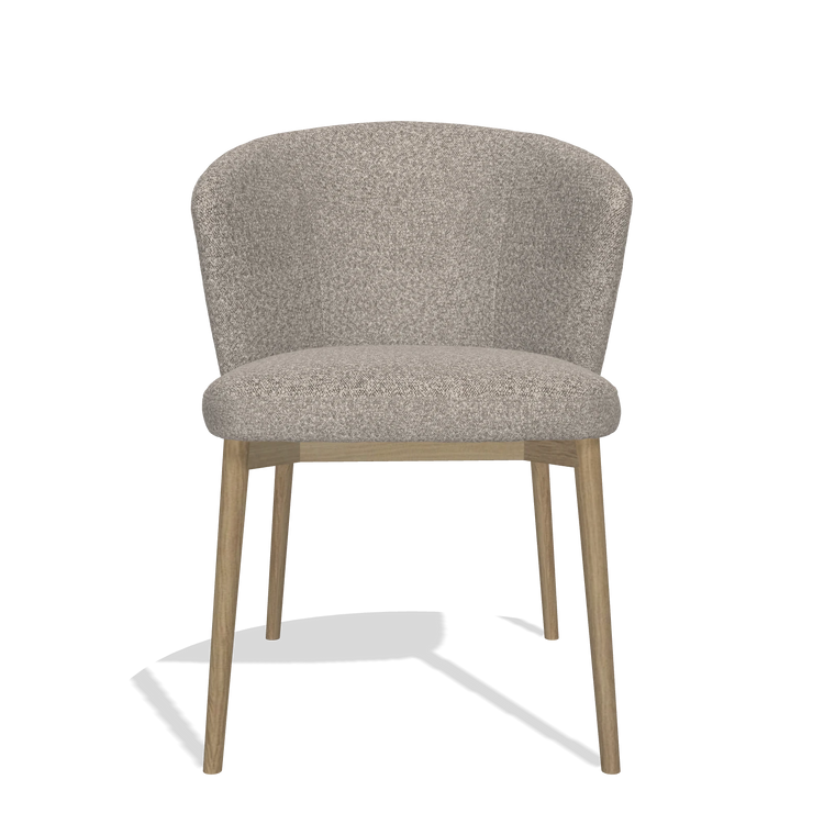Esszimmerstuhl Harmony 6636 in Stoff Ascot Toffee (Grau), Beine in Natur, Vorderansicht