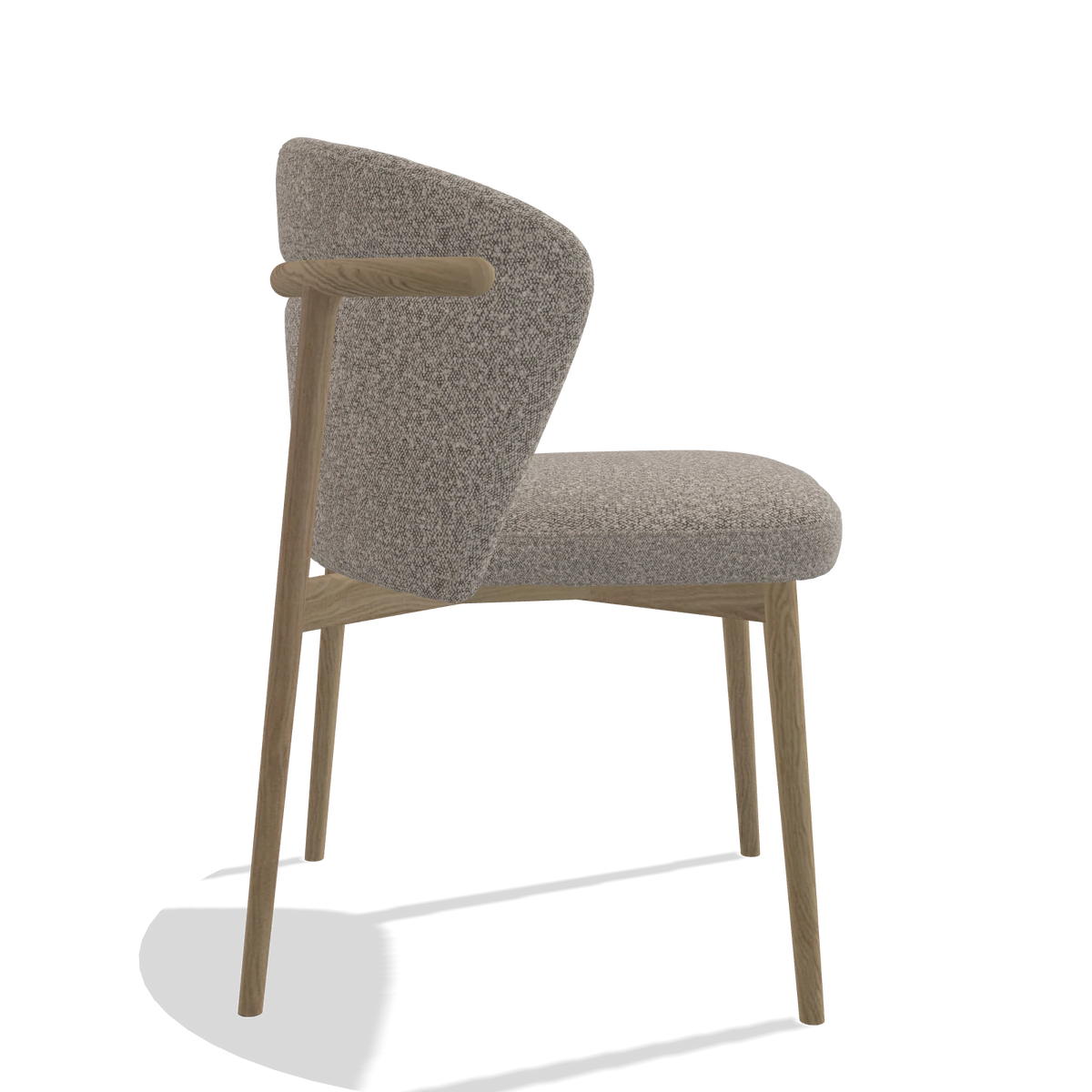 Esszimmerstuhl Harmony 6636 in Stoff Ascot Toffee (Grau), Beine in Natur, Seitenansicht