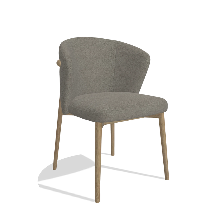 Sedia da pranzo Harmony 6636 in tessuto Boogie 12 (grigio scuro), gambe in naturale, vista angolata