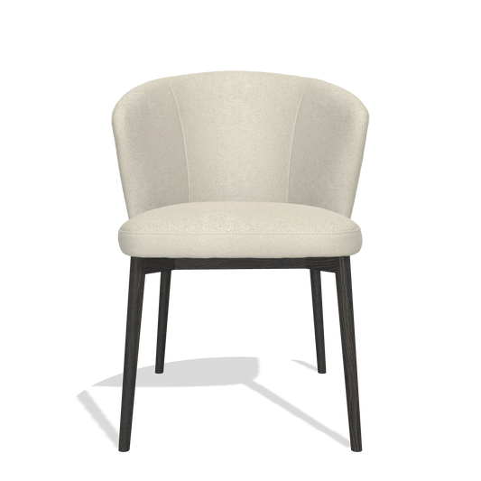 Silla de comedor Harmony 6636 en tela Boogie 84 (gris claro), patas en tabaco, vista frontal