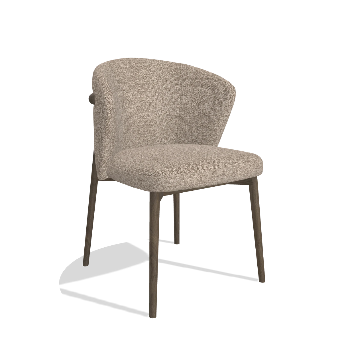 Dining Chair Harmony 6636 in Cayenne 15 fabric (taupe), walnut legs, angled view