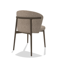 Dining Chair Harmony 6636 in Cayenne 15 fabric (taupe), walnut legs, back angled view
