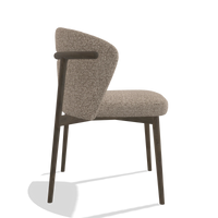Dining Chair Harmony 6636 in Cayenne 15 fabric (taupe), walnut legs, side view