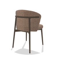 Dining Chair Harmony 6636 in Cayenne 28 fabric (taupe), walnut legs, back angled view