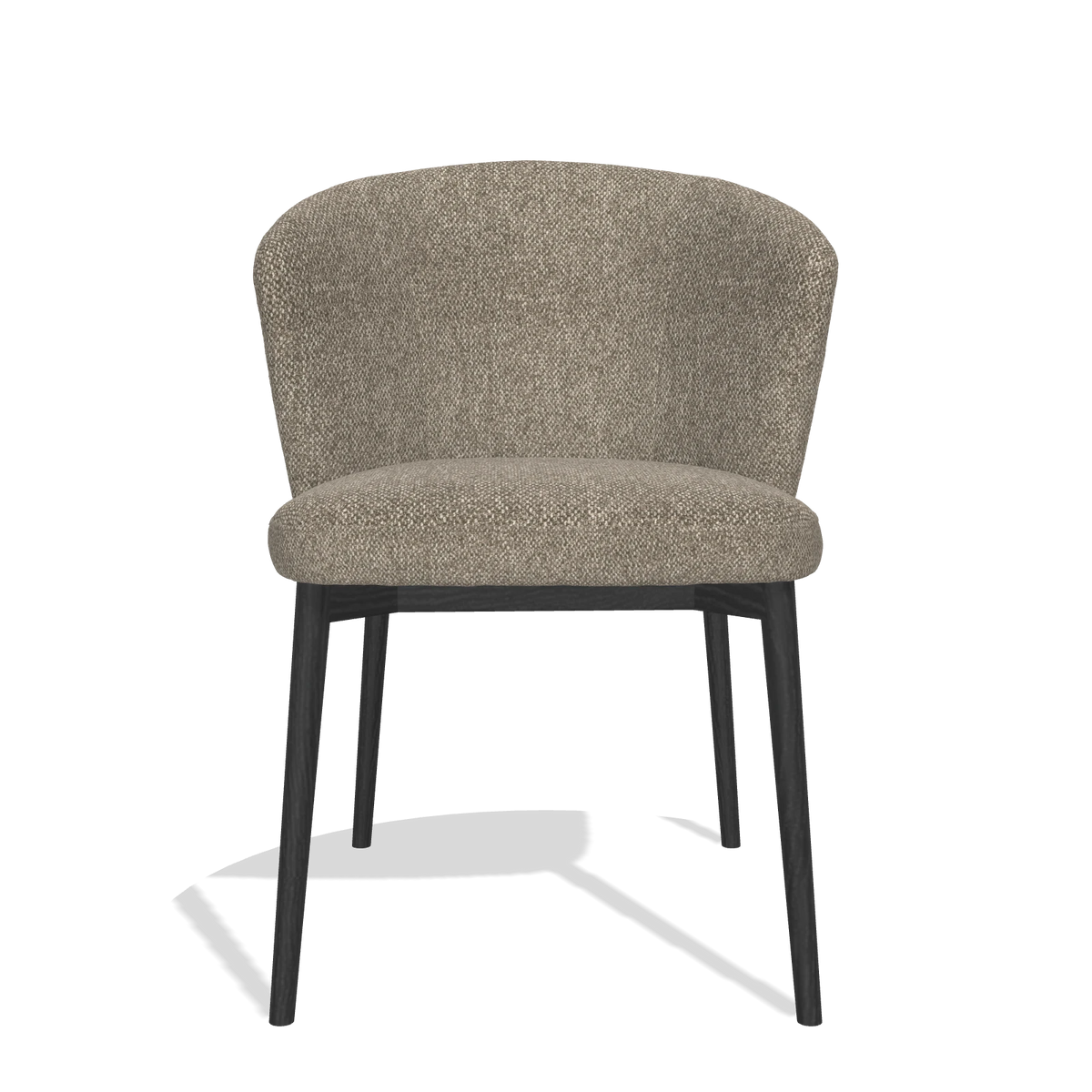 Dining Chair Harmony 6636 in Cayenne 55 fabric (taupe), black legs, front view