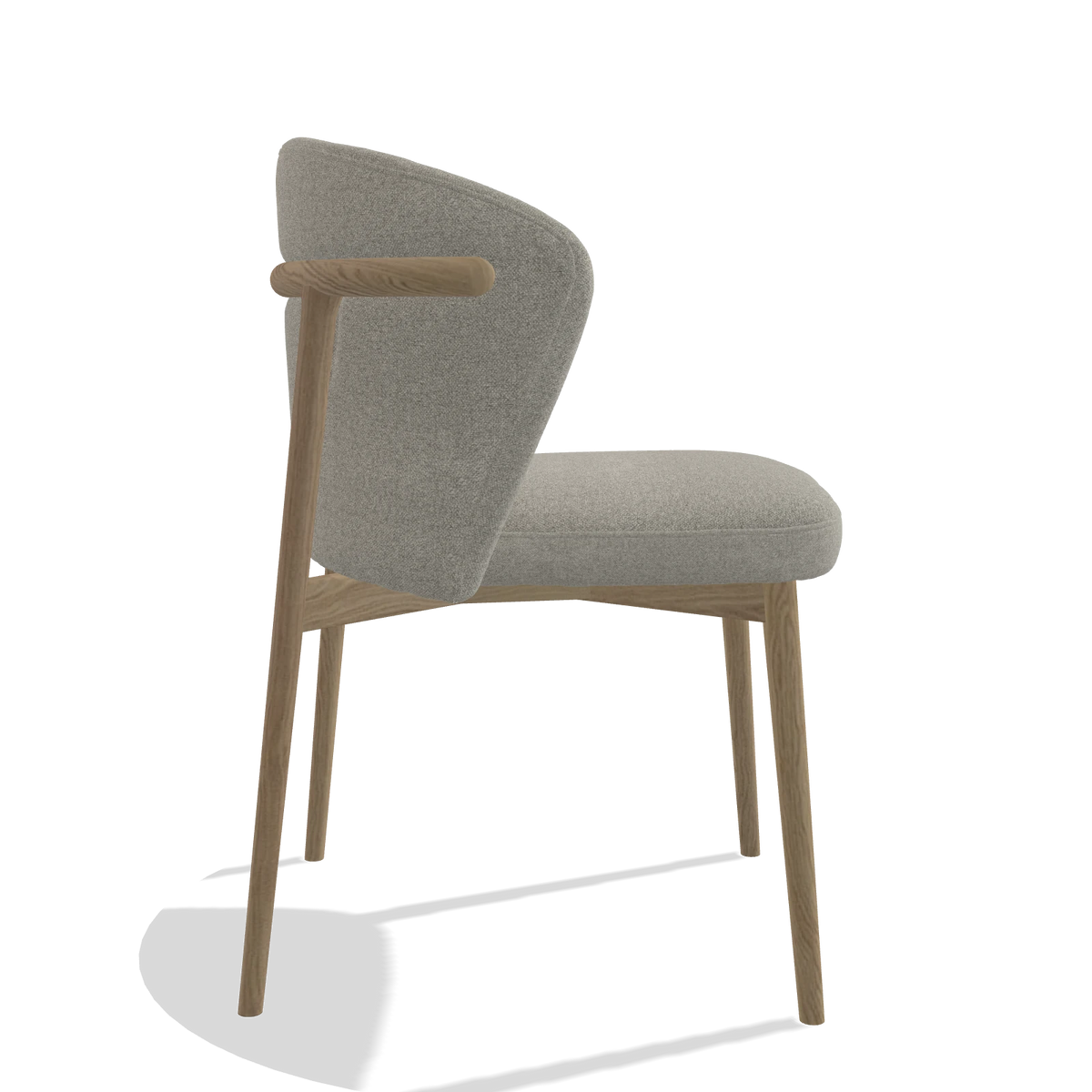Sedia da pranzo Harmony 6636 in tessuto Glory 01 (greige), gambe in naturale, vista laterale