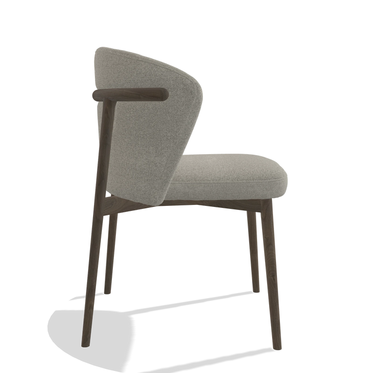 Sedia da pranzo Harmony 6636 in tessuto Glory 01 (greige), gambe in noce, vista laterale
