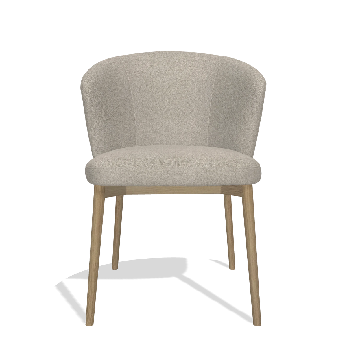 Sedia da pranzo Harmony 6636 in tessuto Glory 05 (greige), gambe in naturale, vista frontale