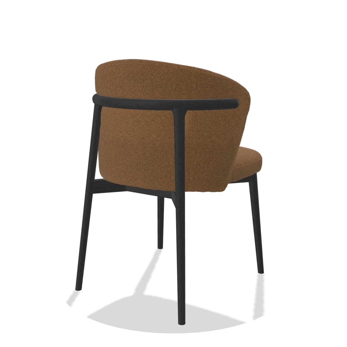 Sedia da pranzo Harmony 6636 in tessuto Glory 16 (marrone), gambe in nero, vista posteriore angolata