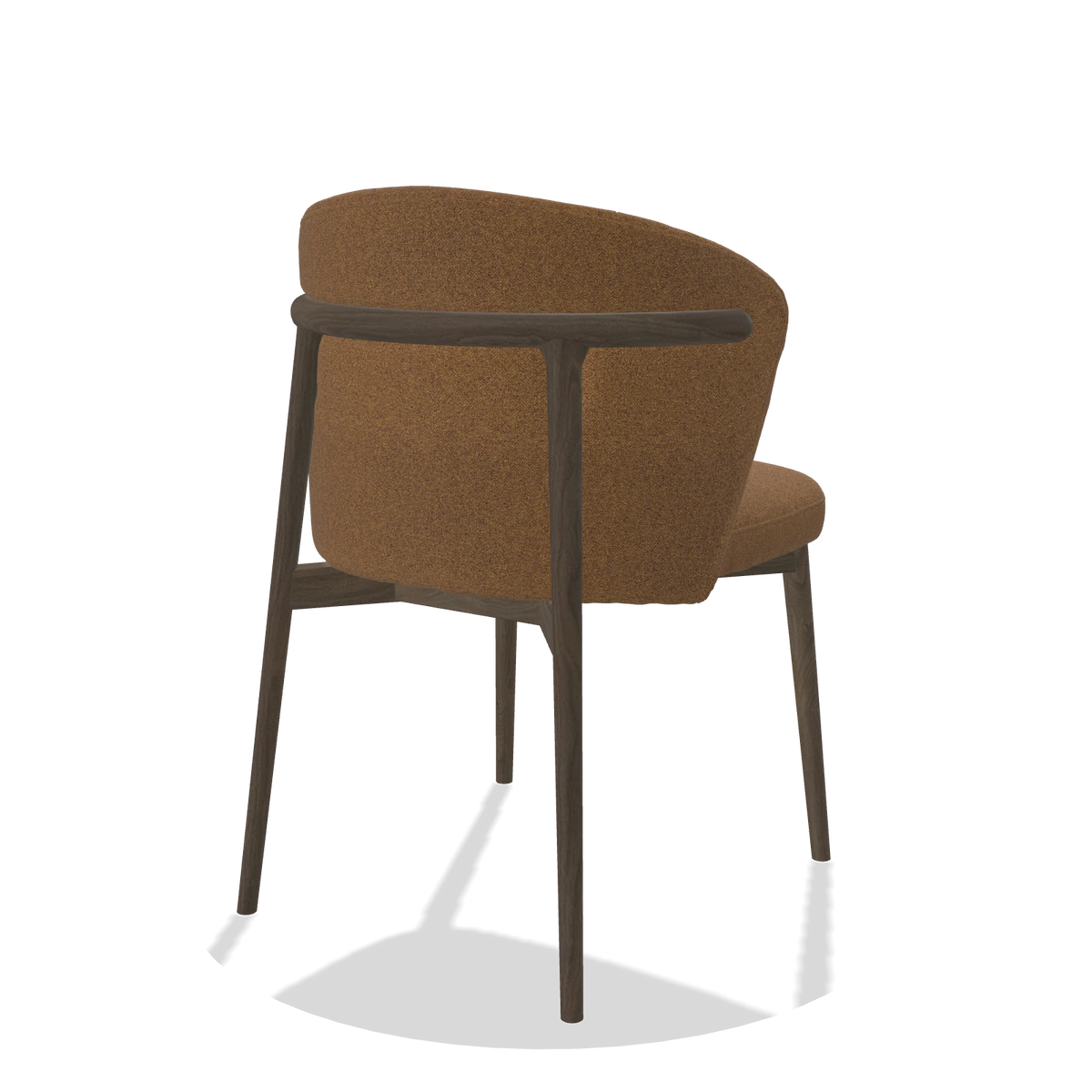 Sedia da pranzo Harmony 6636 in tessuto Glory 16 (marrone), gambe in noce, vista posteriore angolata
