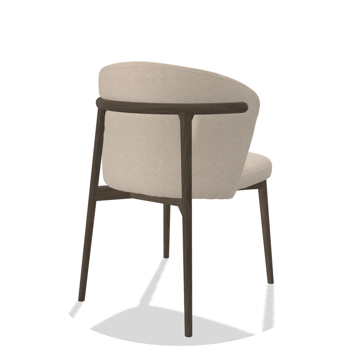 Dining Chair Harmony 6636 in Guard 05 fabric (light grey), walnut legs, back angled view
